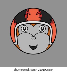 Monkey icon wearing a fire helmet