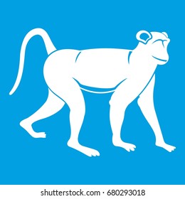 Monkey icon white isolated on blue background vector illustration