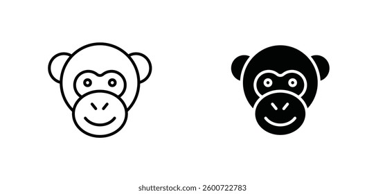 Monkey icons set for apps and web ui designs. simple isolated graphics.
