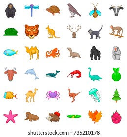 Monkey icons set. Cartoon style of 36 monkey vector icons for web isolated on white background