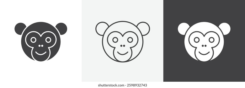 Monkey icons in Thin line black color. flat simple vector symbols illustration.