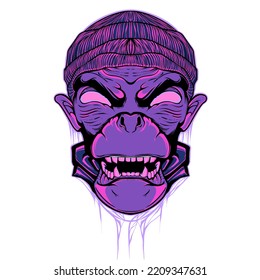 Monkey illustration art mural vector