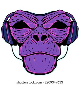 Monkey illustration art mural vector