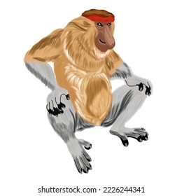 monkey illustration with hand drawn