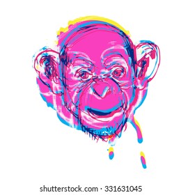 Monkey illustration hand drawn vector 