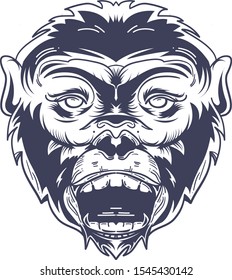 Monkey Illustration for shirt, Vector