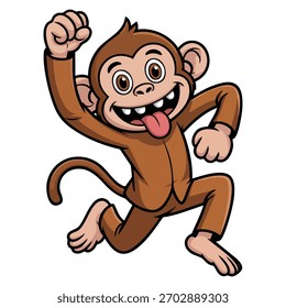 Monkey ilustração vetor design em fundo branco perfeito para vida selvagem selva personagem de desenho animado crianças amigável brincalhão ou divertida temática arte