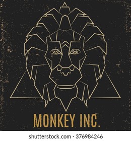 Monkey INC. Print design. Vector. 