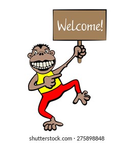 Monkey indicating the direction of an interesting object.