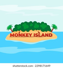 Monkey Island cartoon vector illustration