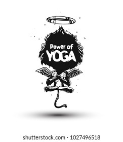 Monkey isolated on black background. Meditation monkey in a yoga pose. vector illustration. 