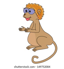 Monkey isolated on white background. Hand drawing cartoon vector illustration