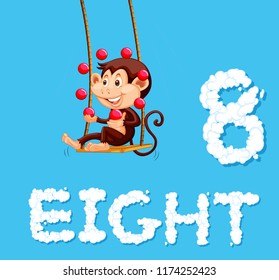 A monkey juggling eight ball illustration