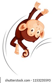 A monkey jumping on white background illustration