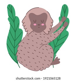 monkey jungle animal wildlife cartoon hand drawn style vector illustration