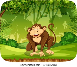 A monkey in the jungle illustration