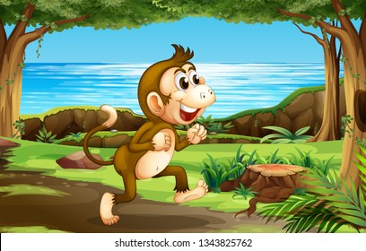 A monkey in the jungle illustration