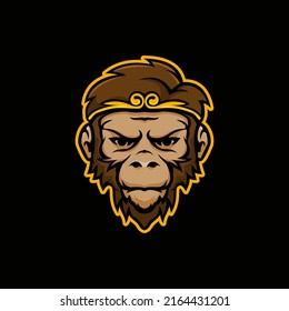 Monkey king cartoon premium mascot logo vector