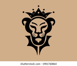 monkey king crown cup abstract art logo design illustration