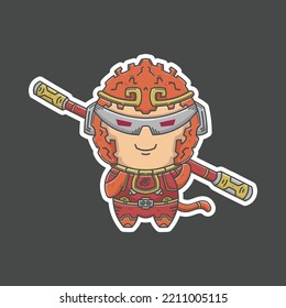 Monkey king cyborg logo sticker