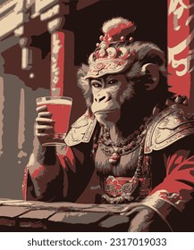 The Monkey King was drinking