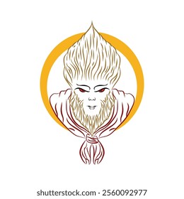 monkey king face. Suitable for tatoo idea. Vector illustration design. Eps 10.