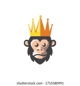 rey de los monos con icono de la corona dorada icono logo ilustración 