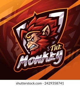 The monkey king head esport mascot logo design