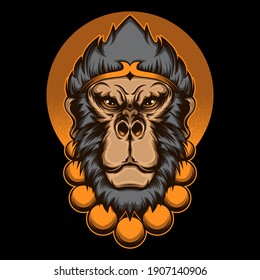 monkey king head vector, vector EPS 10