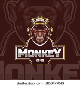 Diseño del logotipo de apoyo a la mascota rey de los monos