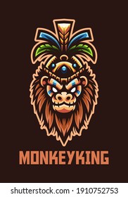 Monkey King mascot for esport and sport team logo Premium Vector