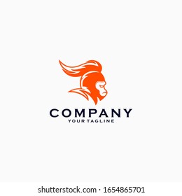 Monkey knight logo design emblem vector illustration logo template 