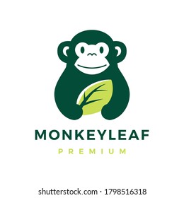 monkey leaf logo vector icon illustration