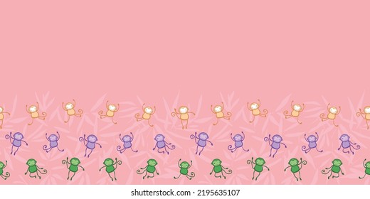 Monkey Leaves Seamless Pattern. Vector illustration. Perfect for party, fashion, decoration, textile design, background, illustration, carpet, tiles and rug.