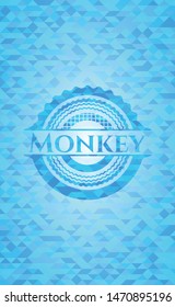 Monkey light blue emblem with mosaic background