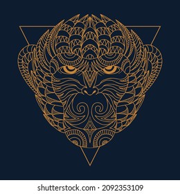 Monkey line art decoration vector illustration for your company or brand