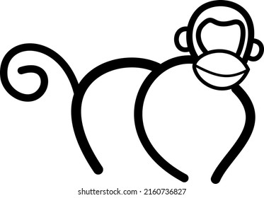 Monkey line art icon  logo  illustration  and cartoon vector