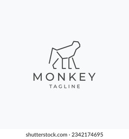 Plantilla de diseño de iconos vectores de logotipo de línea de mona
