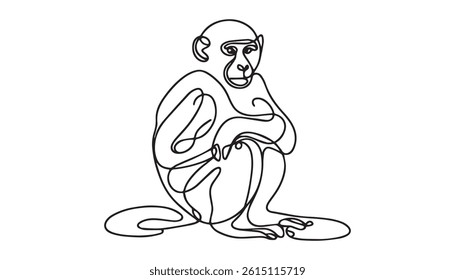 monkey line art on white background. minimal drawing vector