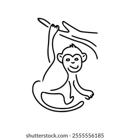 Monkey line art vector design, logo, icon