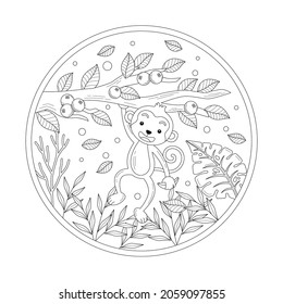 Monkey line drawing coloring book