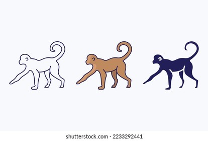 Affe und Glyphe-Symbol, Vektorgrafik