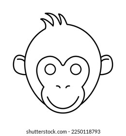 Monkey line head. Vector illustration isolated on white.