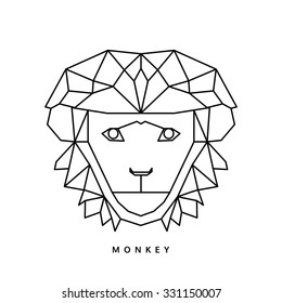 monkey line icon, animal logo, isolated vector