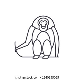 Monkey line icon concept. Monkey vector linear illustration, symbol, sign