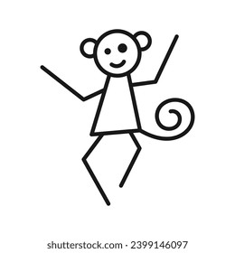 Monkey line icon on white background. Eps 10.