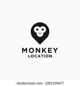 monkey location logo design vector illustration