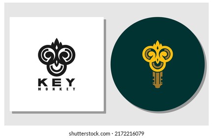 Monkey Lock Logo. Key Logo Similar To Monkey Face