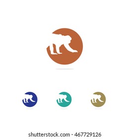monkey logo, abstract chimpanzee, gorilla animal vector design