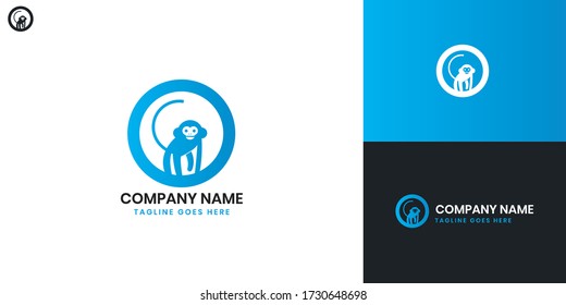 Monkey Logo - All elements on this template are editable with vector software